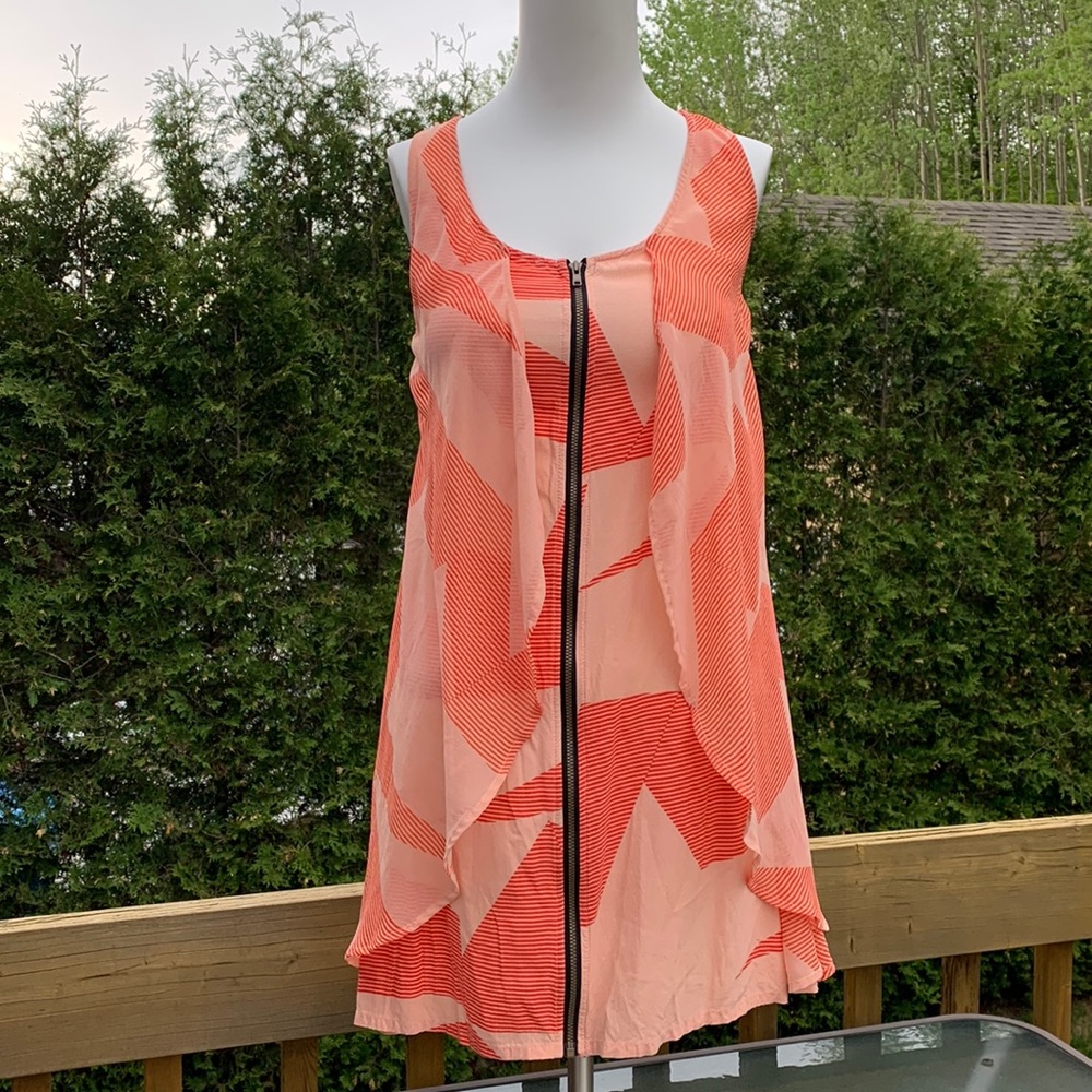 Volcom Coral and Peach Zip-Front Mini Dress